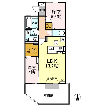 夢りんどうI(2LDK/1階)の間取り写真