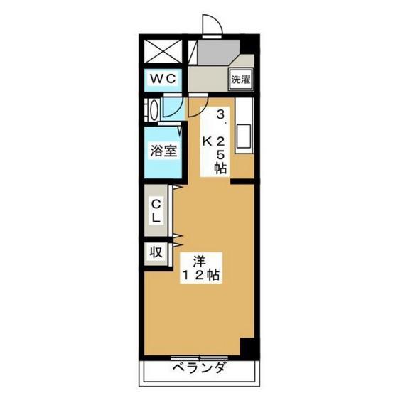 セントラル参番館(ワンルーム/2階)の間取り写真