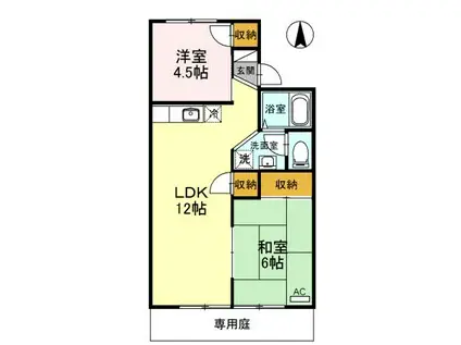 パークハイツ早瀬(2LDK/1階)の間取り写真