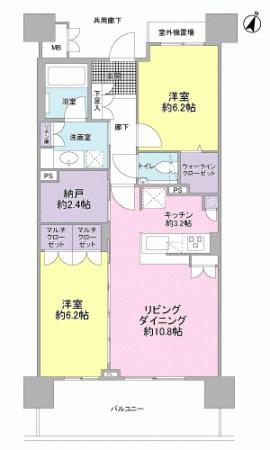 グランアネシス藤枝(2LDK/5階)の間取り写真
