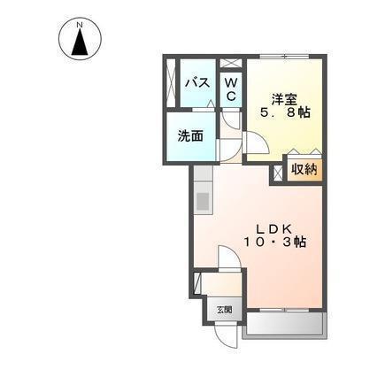 ヴァンベール臼杵(1LDK/1階)の間取り写真