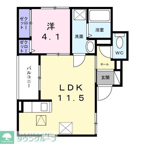 ル・ラパン・ドゥ・ラヴィーヌ(1LDK/1階)の間取り写真