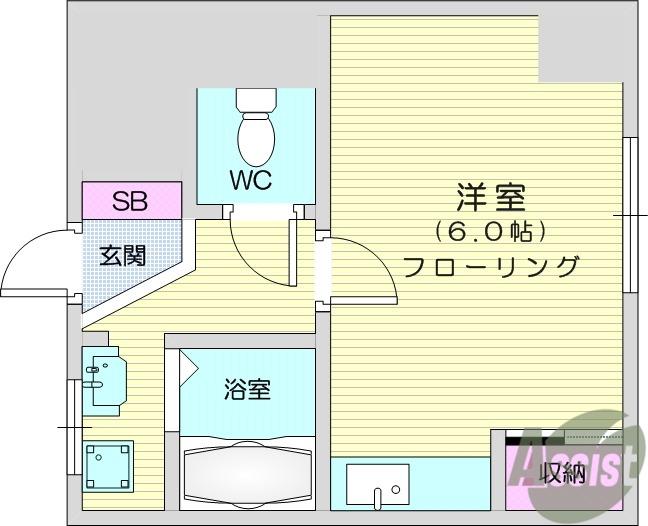 愛宕橋ビル(ワンルーム/4階)の間取り写真