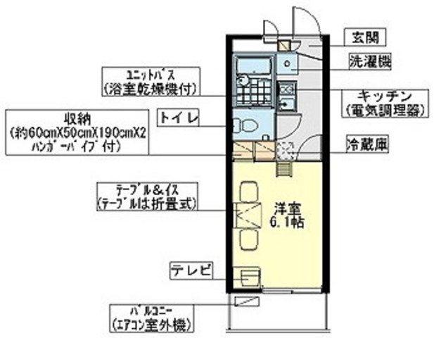 レオパレス風(1K/2階)の間取り写真