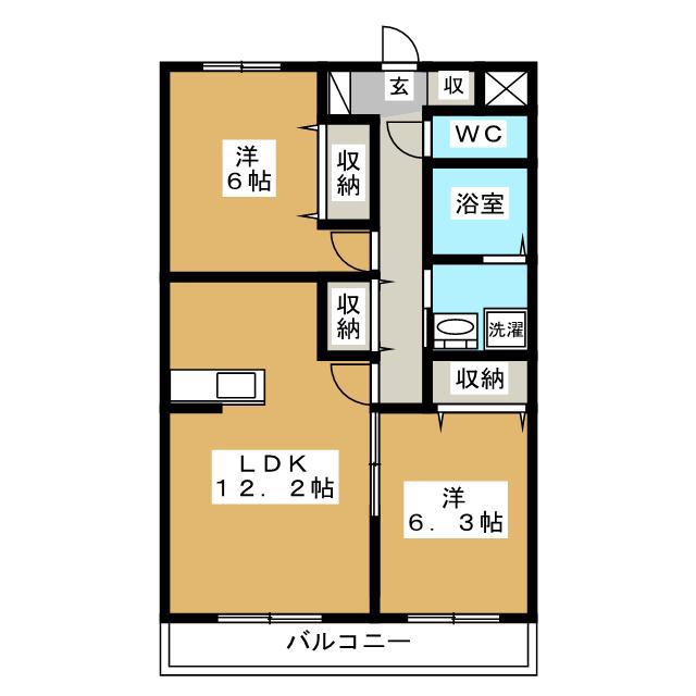 ライフコア中千田(2LDK/3階)の間取り写真