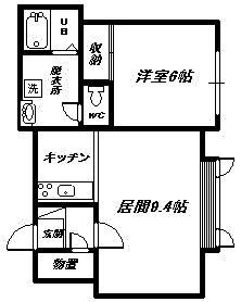 エスポワール(1DK/2階)の間取り写真