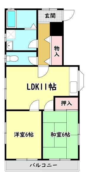 フラワーハイツ(2LDK/2階)の間取り写真