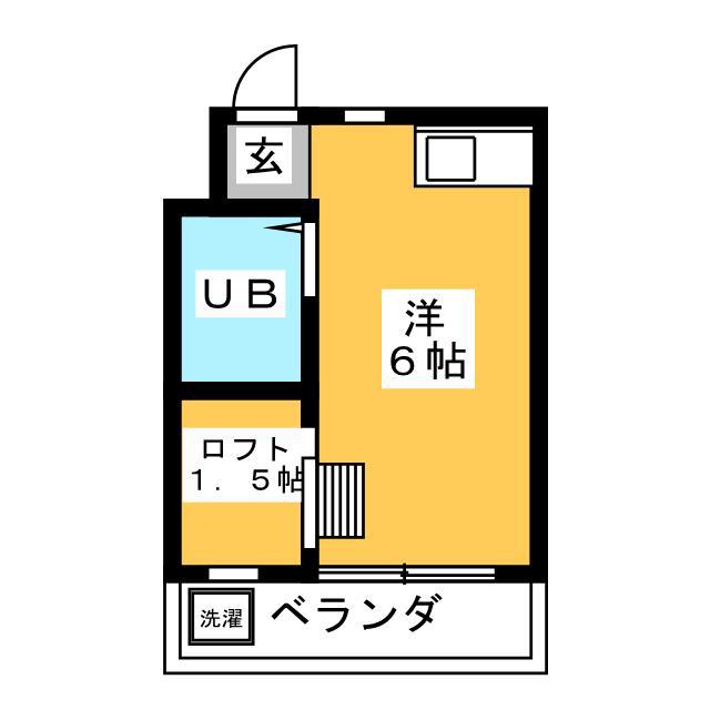 ベルポアン新丸子(ワンルーム/1階)の間取り写真