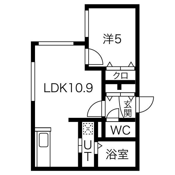 ルアーナ円山(1LDK/1階)の間取り写真