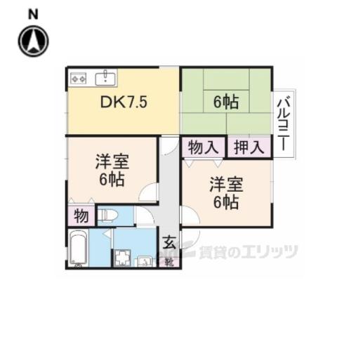 エスポワール2(3DK/2階)の間取り写真