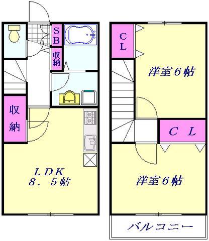 アムール金谷(2LDK/1階)の間取り写真