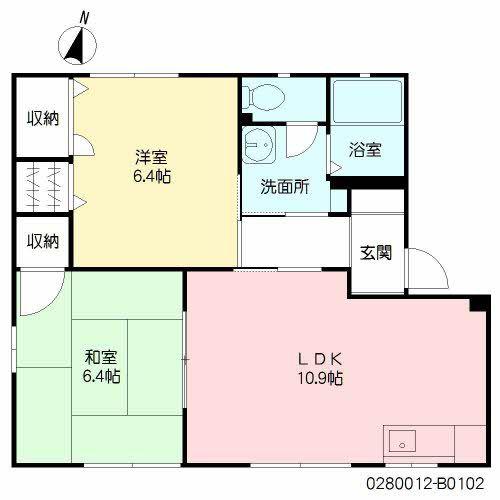 サニーコート本城 B棟(2LDK/1階)の間取り写真