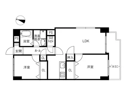 プルマンサンジャック(2LDK/5階)の間取り写真