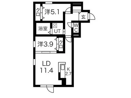 フィオリーノ(2LDK/2階)の間取り写真
