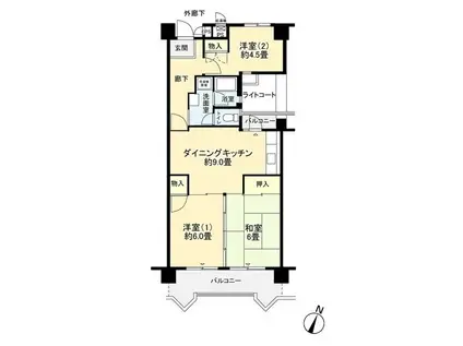 フロール新杉田(3DK/4階)の間取り写真