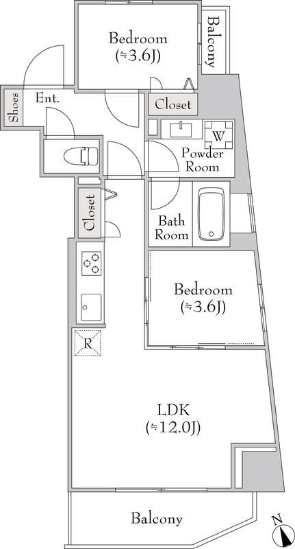 ルミーク門前仲町(2LDK/2階)の間取り写真