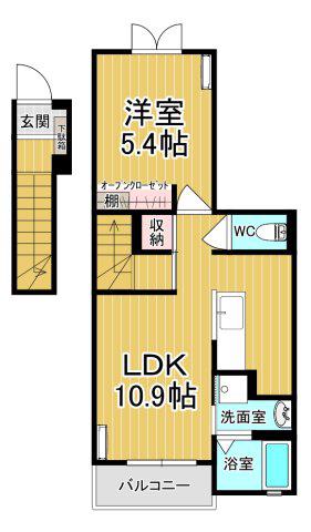 リェス ドヴァリェーツ(1LDK/2階)の間取り写真