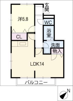 ファミーユA(1LDK/1階)の間取り写真