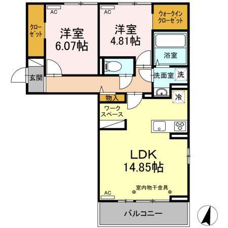 Kハイツ(2LDK/3階)の間取り写真