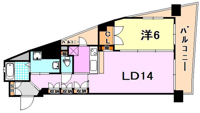 アルファレガロ神戸ウエスト(1LDK/2階)の間取り写真
