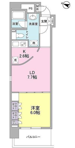 コンフォリア西麻布(1LDK/3階)の間取り写真