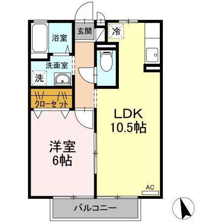 久持良ハイツD(1LDK/1階)の間取り写真