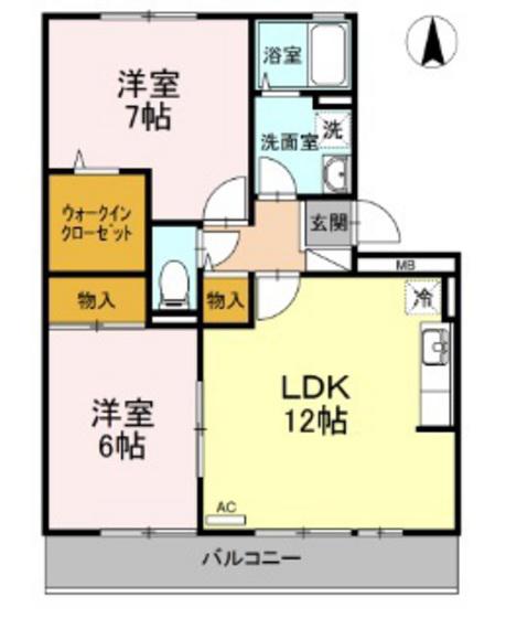 セジュール田中(2LDK/3階)の間取り写真