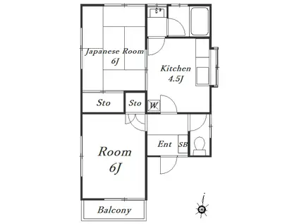 ハイツどんぐり(2K/2階)の間取り写真