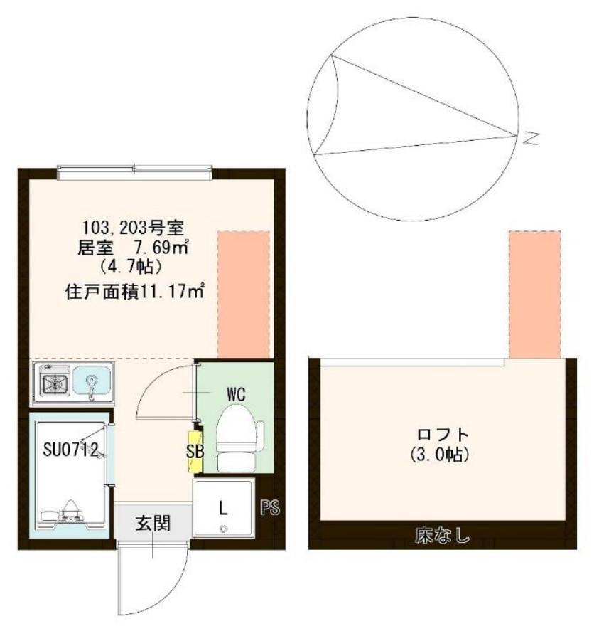 GRANTHAM HOUSE SENKAWA(ワンルーム/2階)の間取り写真