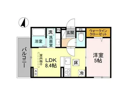 D-ROOM南越谷(1LDK/1階)の間取り写真
