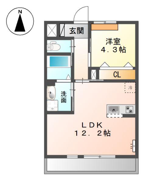 サンプレイス(1LDK/2階)の間取り写真