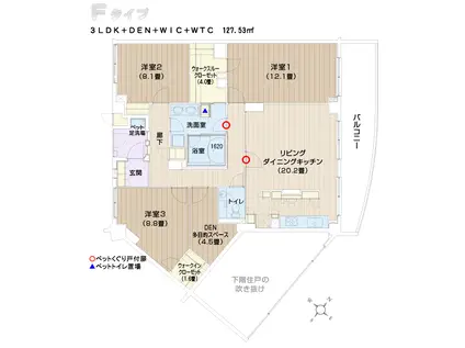 トゥトゥジャルダンはるひ野(3SLDK/5階)の間取り写真