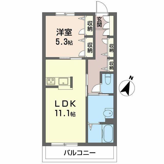 クラス-U(1LDK/2階)の間取り写真