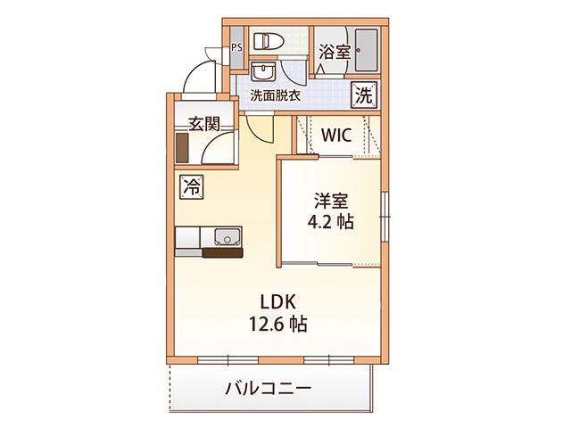 ベルジュA(1LDK/1階)の間取り写真
