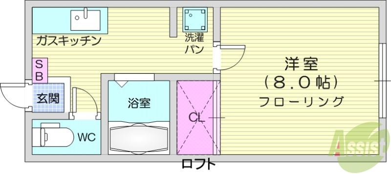 パルタウンレンボー(1K/1階)の間取り写真