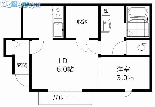 アーバン礎町(1LDK/1階)の間取り写真