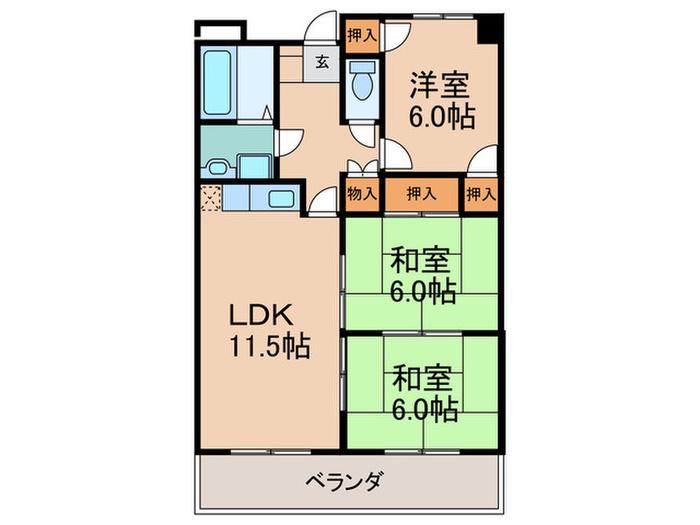 タウンコート志免(3LDK/2階)の間取り写真