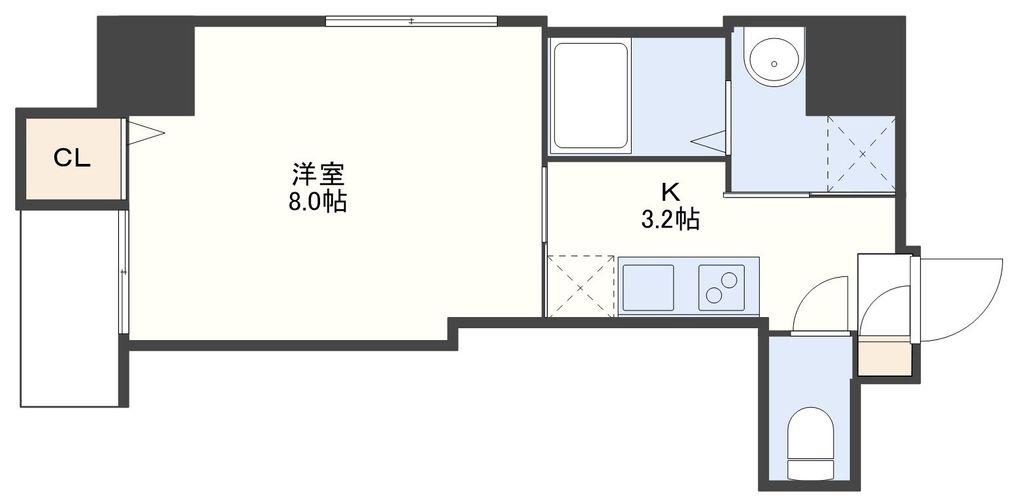 アーバス鍛冶屋町(1K/8階)の間取り写真