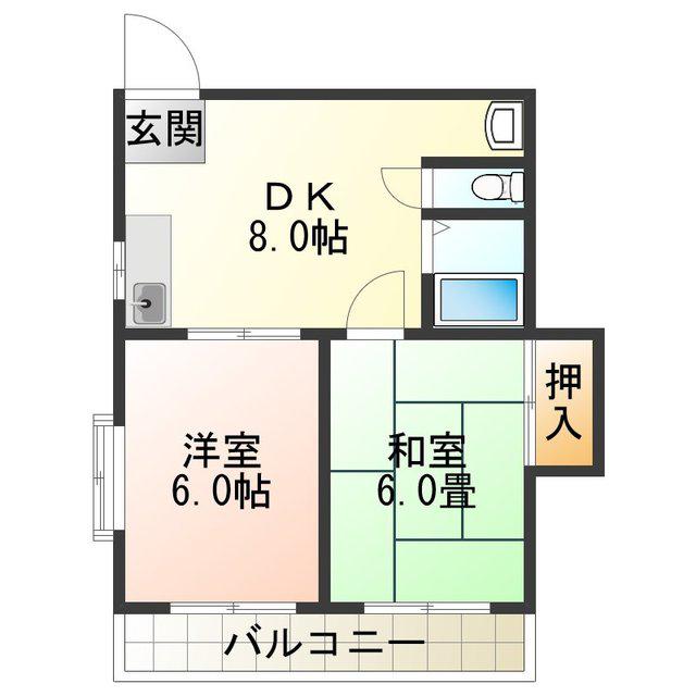 ピュアコート清風(2DK/2階)の間取り写真