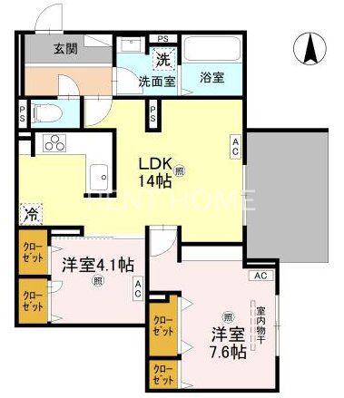 ウエスタンハイツ19(2LDK/1階)の間取り写真