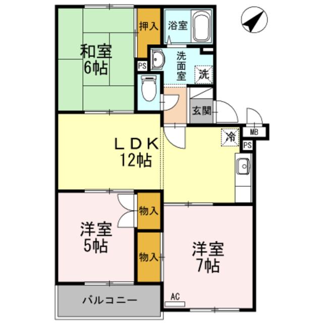 メゾンファミール(3LDK/1階)の間取り写真