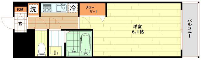 プレサンス難波クチュール(1K/6階)の間取り写真