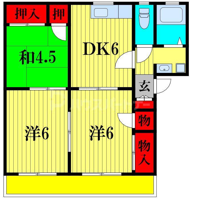 フレグランス千代田(3DK/1階)の間取り写真