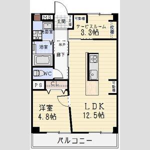 こだまハイツ501(1SLDK/5階)の間取り写真