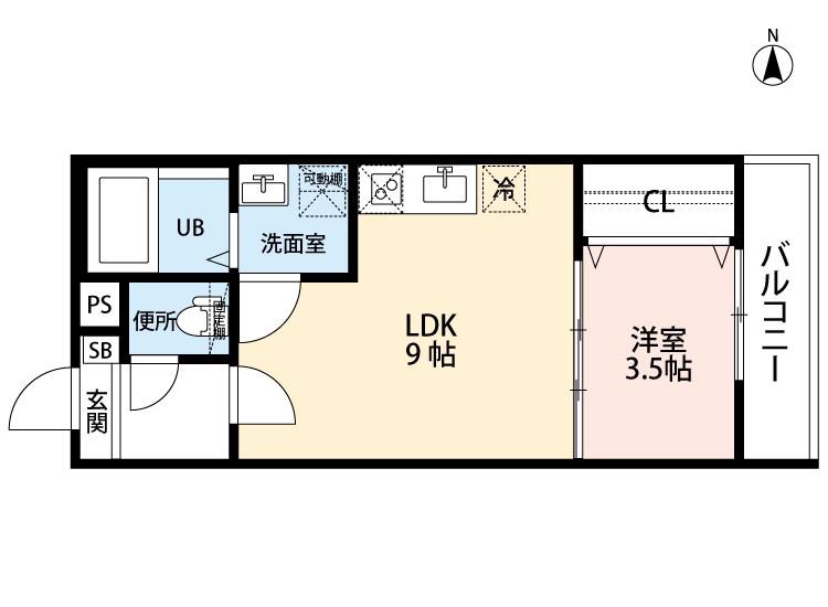 アザール(1LDK/2階)の間取り写真