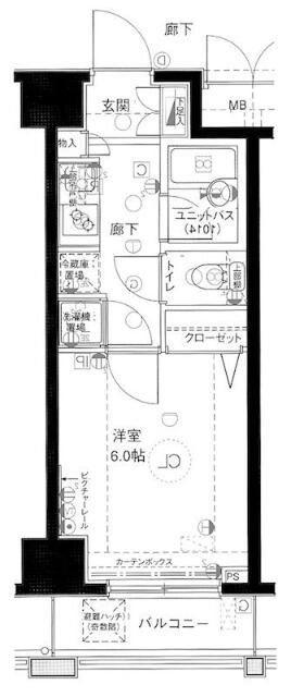 メインステージ松濤(1K/8階)の間取り写真