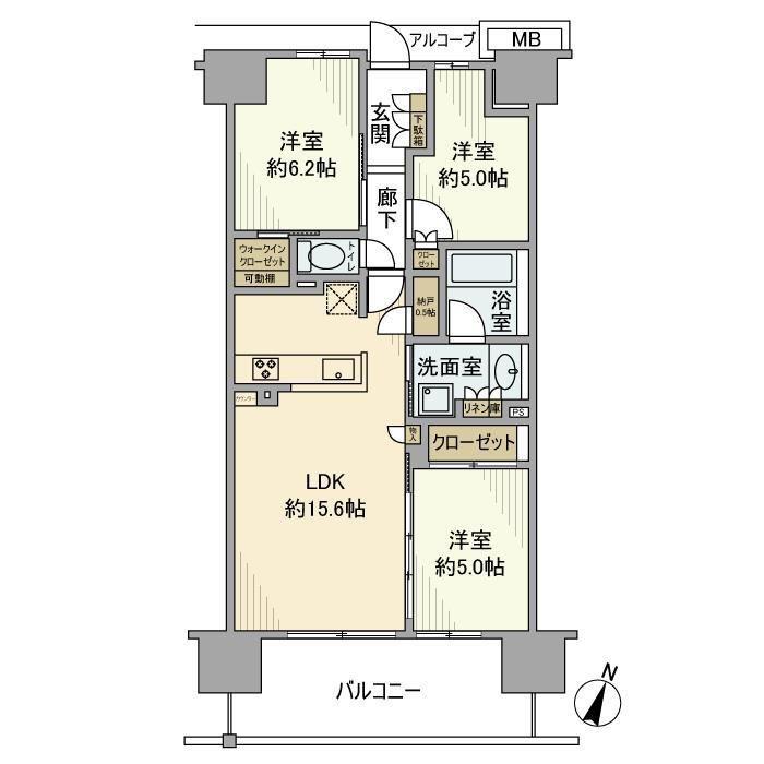 オハナ柏たなかパークフロント(3LDK/11階)の間取り写真