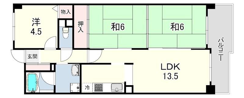 ライオンズマンション西明石北(3LDK/5階)の間取り写真