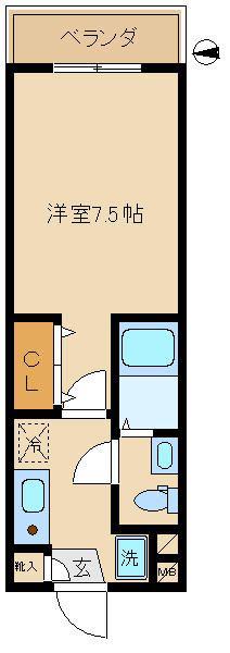 フォンティーヌ多摩(1K/1階)の間取り写真
