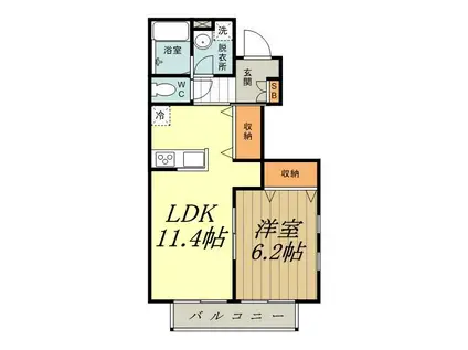 M.STAGE 2(1LDK/1階)の間取り写真